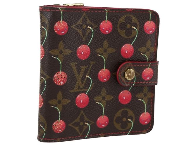 LOUIS VUITTON Monogram Cherry Compact Zip Bifold Wallet M95005 LV Auth 165814V
