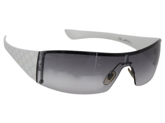Óculos de sol sem armação GUCCI de plástico Branco Cinza Auth am10786 Marrom