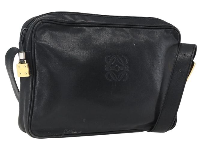 LOEWE Borsa a Spalla Anagram Pelle Nera Oro Auth 173482 Nero D'oro