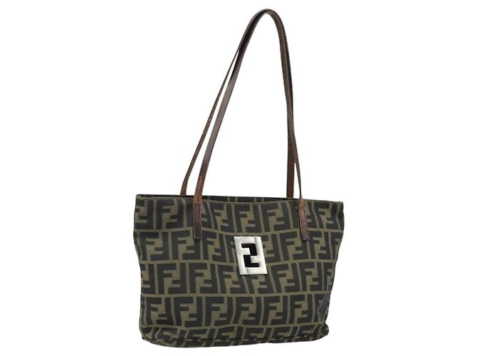 FENDI Zucca Canvas Tote Bag Braun Schwarz Auth ep13557