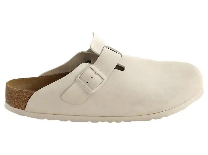 Birkenstock Gray leather mules