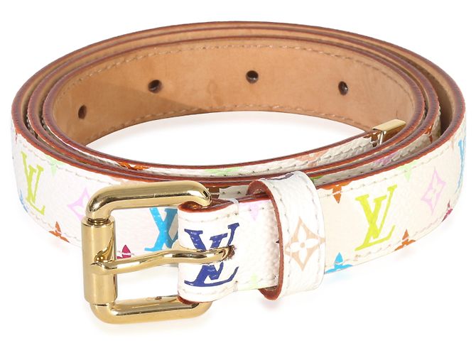 Louis Vuitton White Multicolore Monogram 30mm Belt 80/32