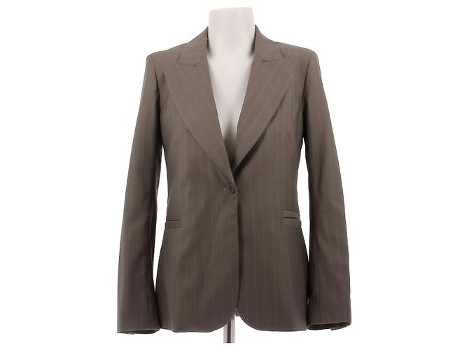 Regina Rubens Blazer marron à rayures en laine