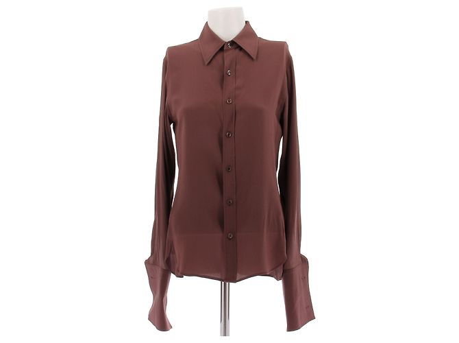 Saint Laurent Camicia marrone in seta