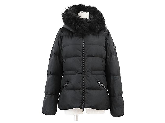 Coach Down Jacket Sheepskin Cow Leather Nylon Down Jacket Black