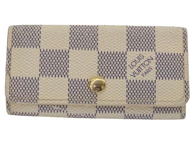 Louis Vuitton Multicles 4 Damier Azur Key Case Brown White