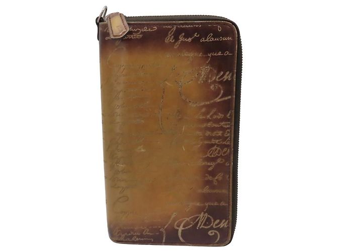 Berluti Tali Scritto Leather Long Wallet Brown