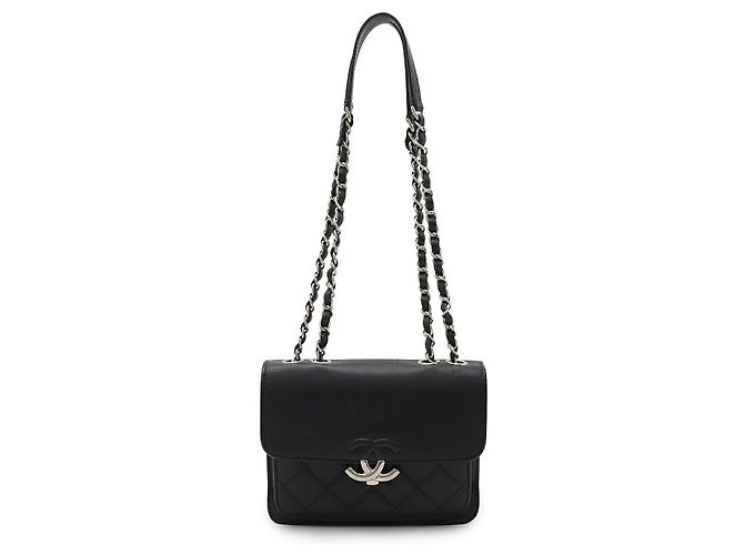 Timeless Borsa a Spalla in Pelle di Vitello Chanel Coco Mark Nero