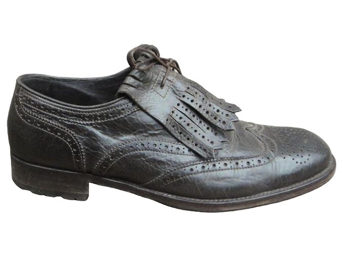 Autre Marque Manfield Richelieu Scarpe Stringate in Pelle Marrone Scuro