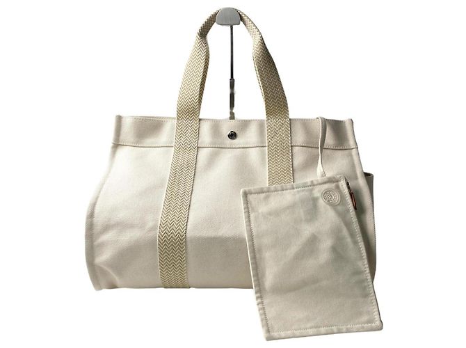 Bolsa tote em canvas Hermès Cannes MM com bolsa Cru