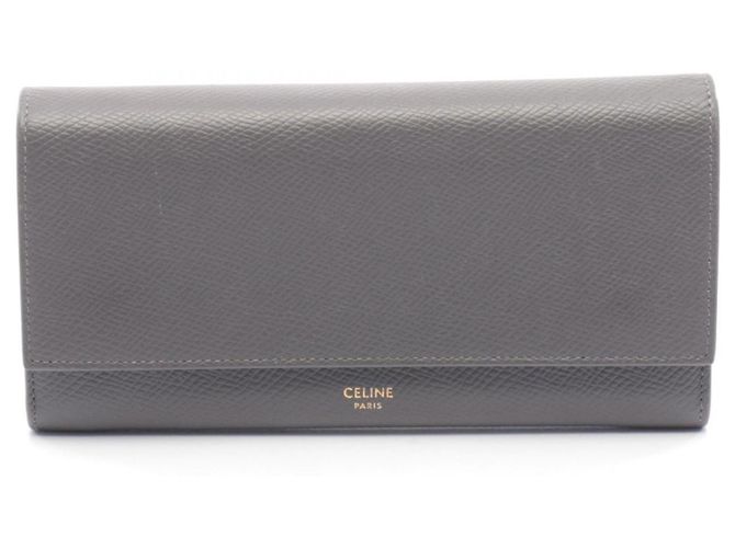 Céline Celine Graue Lange Bi-Fold Geldbörse Braun
