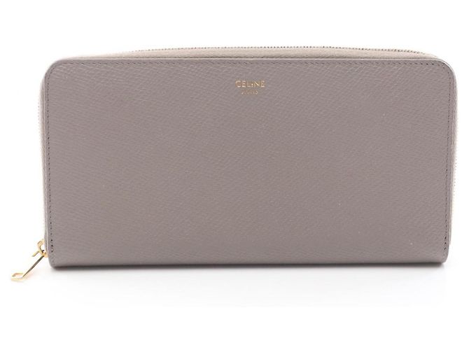 Céline Carteira longa de couro bege Celine