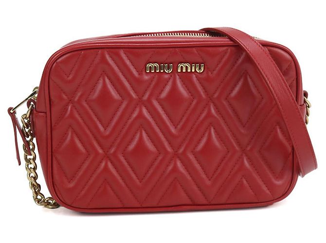 Borsa a spalla in pelle rossa Miu Miu Rosso