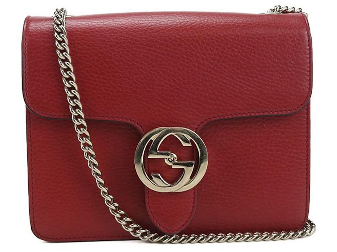 Borsa a spalla in pelle rossa Gucci Rosso