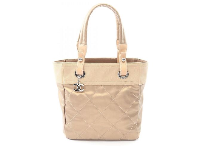 Chanel Paris Biarritz PM Tote Bag Beige Golden