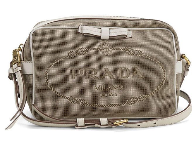 Borsa a Spalla Jacquard Prada Beige 
