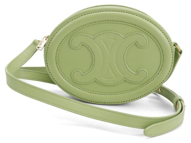 Céline Bolsa de Ombro Oval de Couro Triomphe da Celine Verde