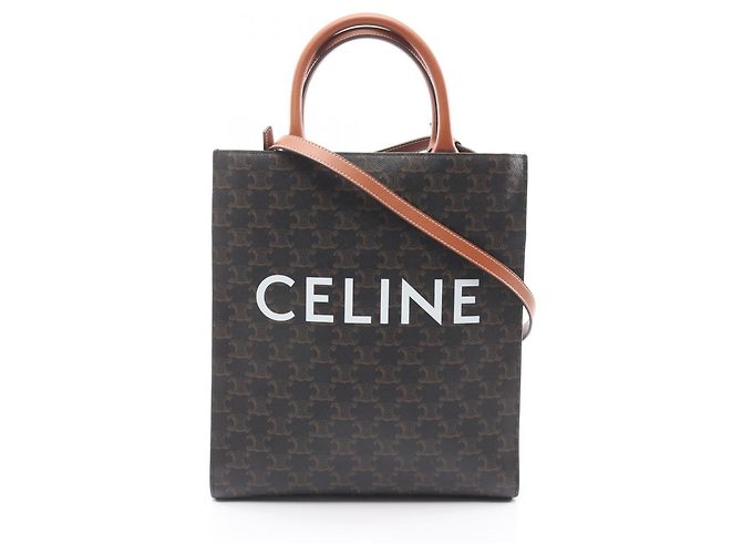 Céline Sac cabas vertical triomphe Celine petit Marron Noir
