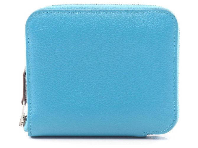 Hermès Azap Compact Silkin Round Wallet Blue