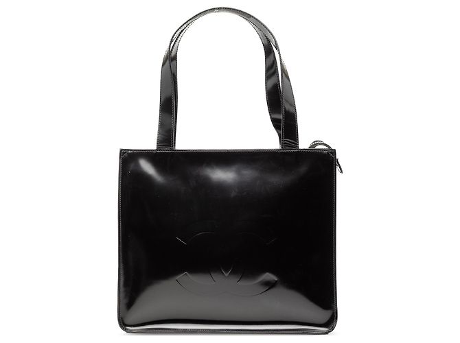 Schwarze CC Lack-Tote von Chanel