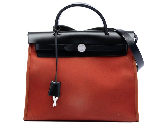 Hermès Orange Toile Herbag Zip 31