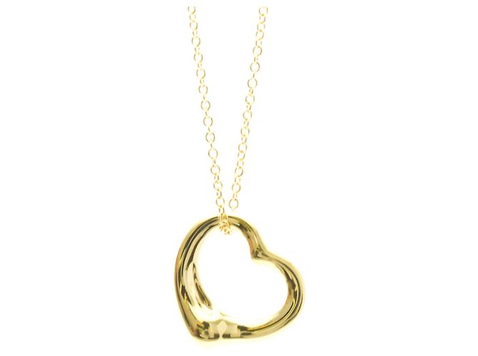 Elsa Peretti Tiffany & Co Collar Péndulo Corazón Abierto en Oro de 18K Tiffany Dorado