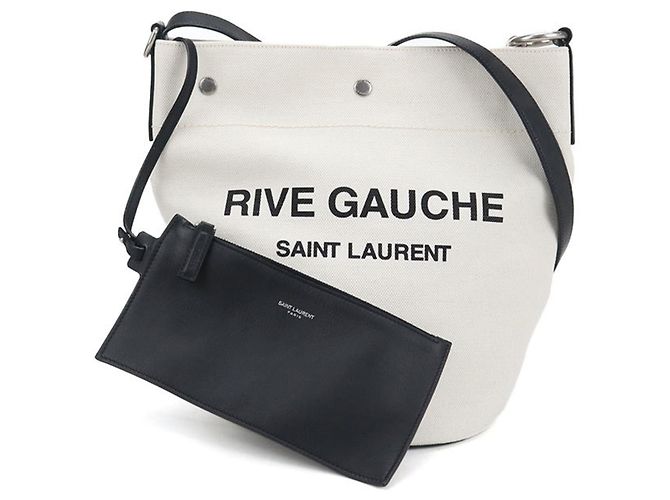 Borsa a spalla in tela bianca Saint Laurent Bianco