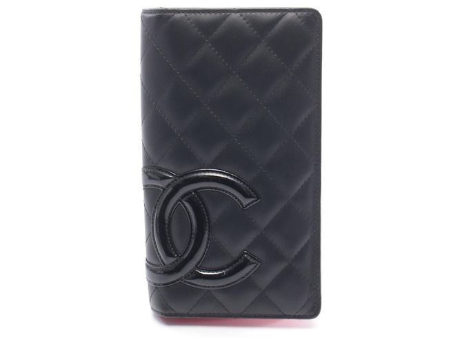 Cartera larga bifold negra de la línea Cambon de Chanel Negro