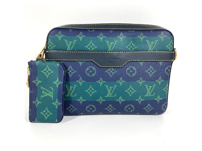 Borsa Clutch Trio Monogram Heritage Louis Vuitton Blu Verde