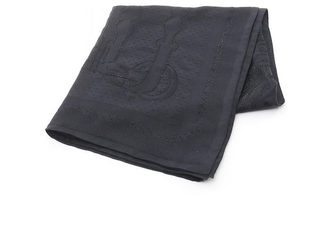 Silk In Sciarpa in seta Poncho Perle Coaching Hermès Blu navy 