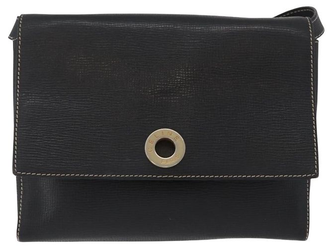 Céline Celine Circle Logo Leather Noir