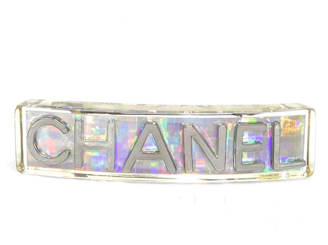 Fermaglio Trasparente e Argento Chanel Metallo Resina