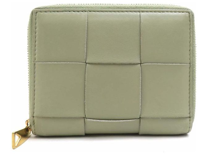 Billetera bi-fold de cuero verde Bottega Veneta