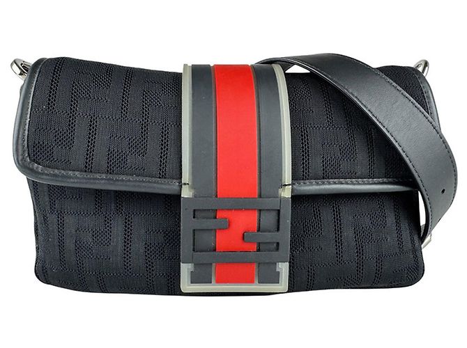 Borsa a secchiello da uomo Fendi Nero Rosso