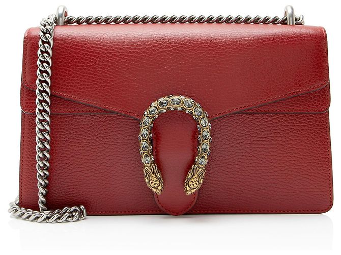 Gucci Leather Crystal Dionysus Medium Shoulder Bag Red