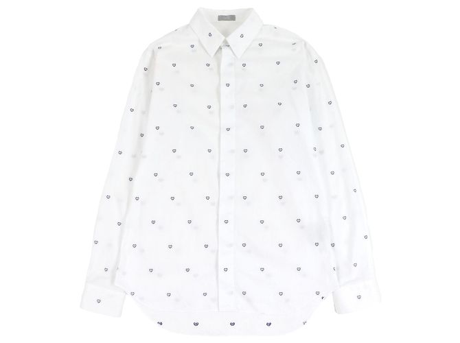 Camisa Oxford de manga larga con logo CD Dior Blanco
