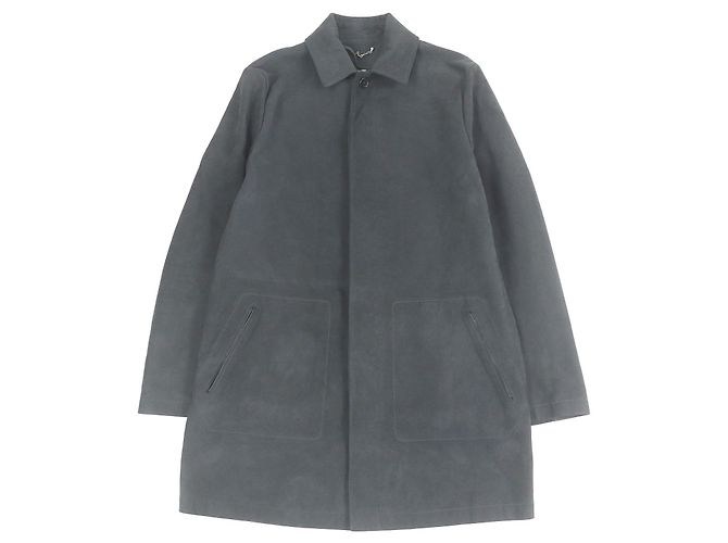Louis Vuitton Fly front Sheep Leather Coat Grey