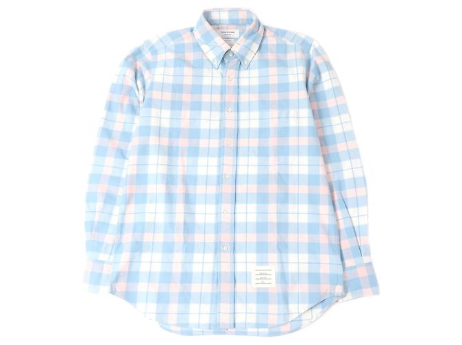 Camisa de algodón Thom Browne MWL272A Rosa Azul