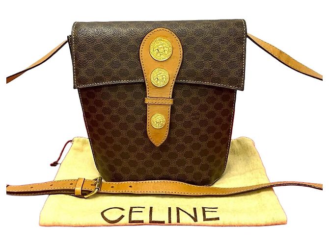Céline Bolsa de ombro Celine Macadam Triomphe em couro Marrom Bronze