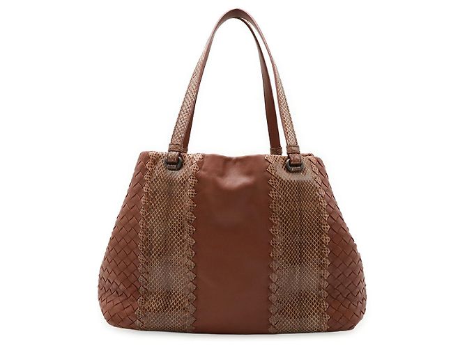 Bottega Veneta Cabat Ayers Leder Python 2-Wege Tote Bag Braun