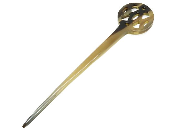 Accessorio per capelli in corno di bufalo Rocaille di Hermès Marrone
