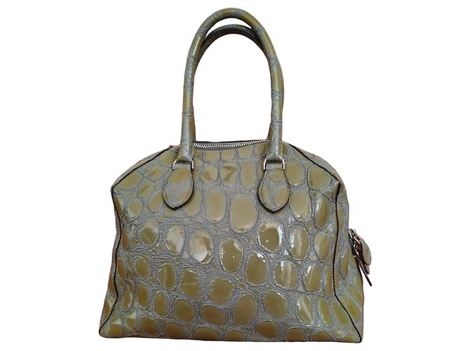 Bolsa de boliche Alaïa em couro envernizado Verde