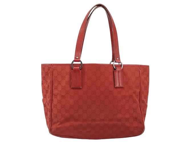 Gucci Vintage Open Tote GG Canvas and leather Medium Rosso
