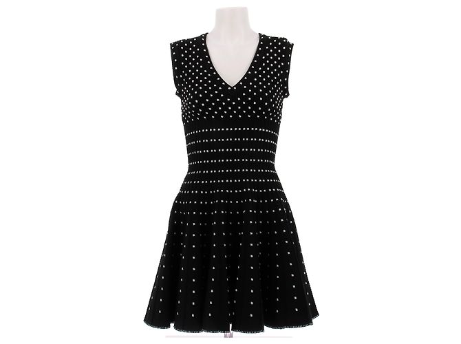 Alaïa Schwarz-weißer Wollkleid