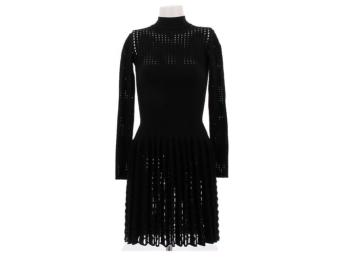 Alaïa Vestido preto de lã com mangas longas