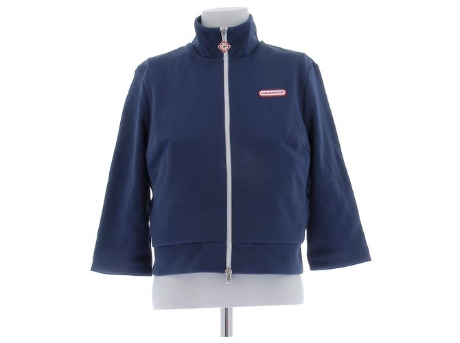 Casablanca Pull zippé marine en coton Bleu Marine