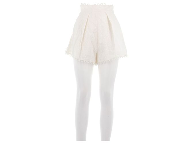 Zimmermann Short branco com pontos de bordado