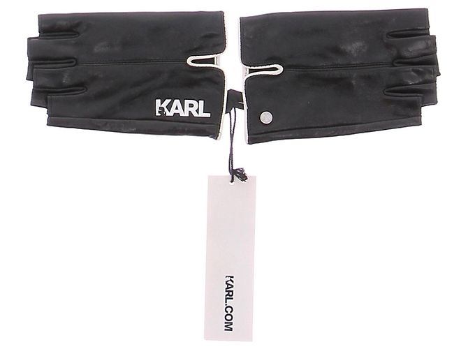 Karl Lagerfeld Schwarze Lederhandschuhe