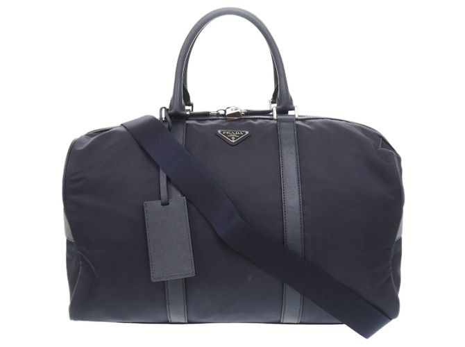 Prada 2-Way Navy Boston Bag Navy blue