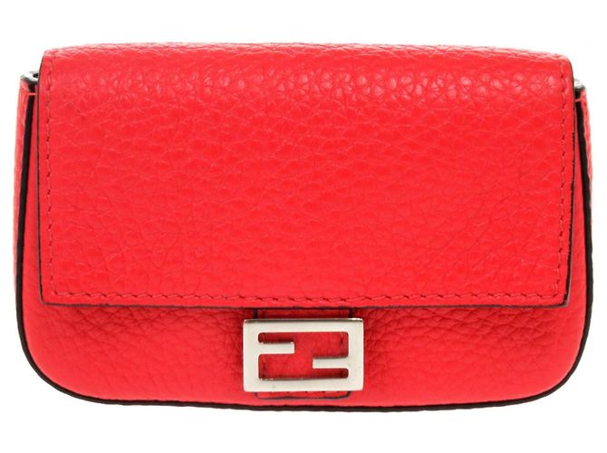 Fendi Red Leather Business Card Case